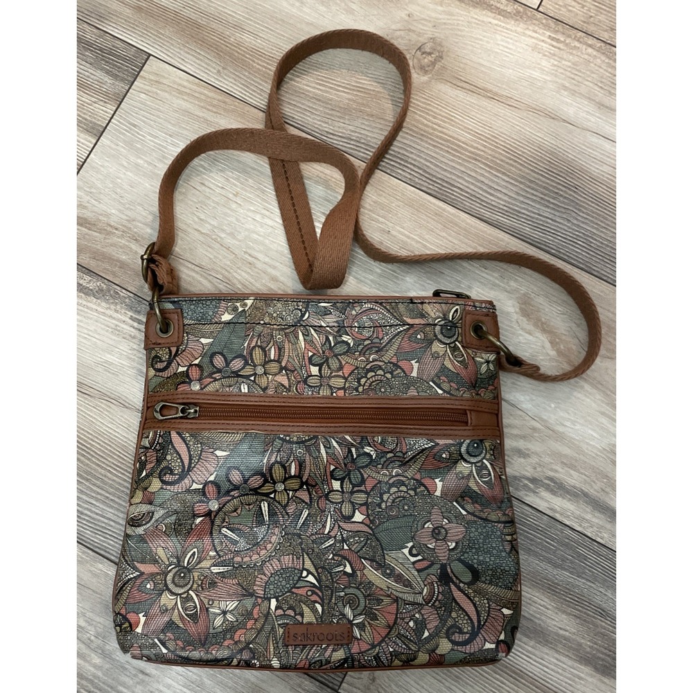 Sakroots Artist Circle Brown Floral‎ Sienna Spirit Desert Crossbody Shoulder Bag